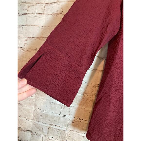 Habitat Top Womens Large Dark Maroon Textured Button Up Lagenlook Artsy Lagom - Picture 2 of 13